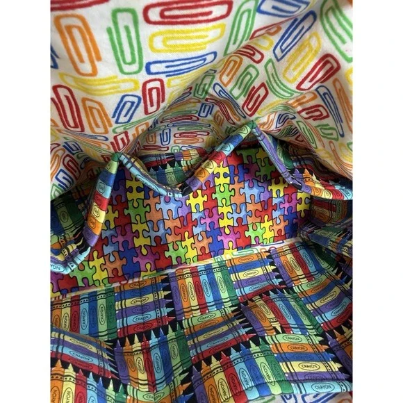 Vintage Teacher Tote Bag ABC Crayon School Theme Cotton Canvas 13.5x10.5 Exc Con - Picture 11 of 16